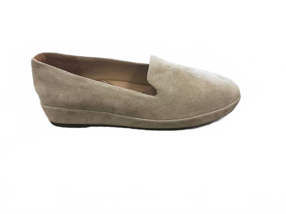 NEW L'AMOUR DES PIEDS women's carlow platform wedge loafer in taupe kid suede